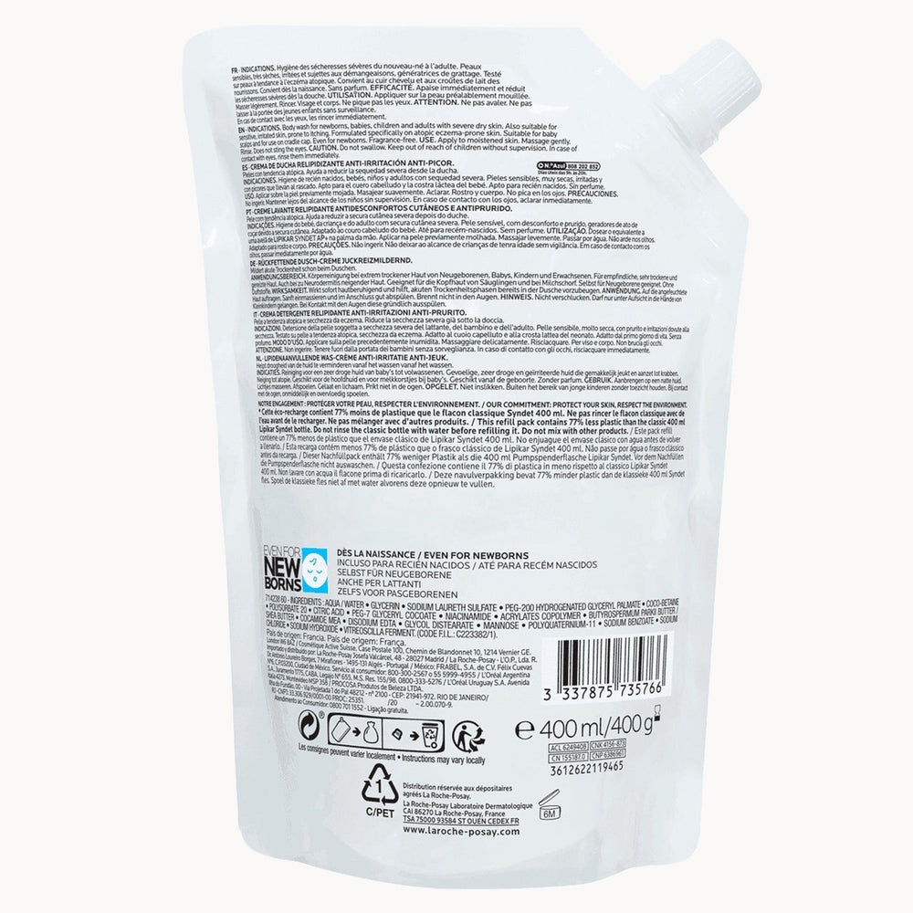La Roche-Posay Lipikar Syndet AP+ Lipid-Replenishing Cream Wash Refill Pouch 400ml