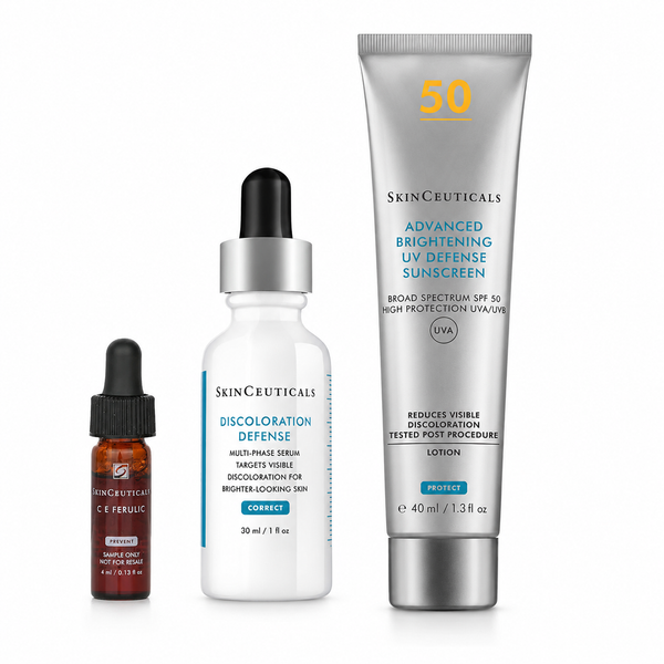 SkinCeuticals Discolouration Defense Serum 30ml + Advanced Brightening UV Defense SPF50 40ml C E Ferulic 4ml Bundle