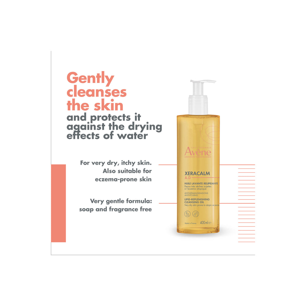 Avène XeraCalm A.D. Cleansing Oil 400ml — application technique