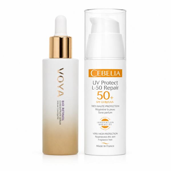 VOYA Bio Retinol Concentrate Serum 30ml + Cebelia UV Protect L-50 Repair SPF 50+ 40ml Bundle