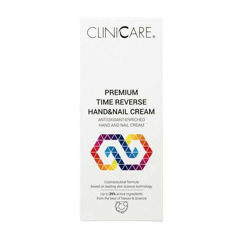 ClinicCare Premium Time Reverse Hand and Nail Cream retail box on white background