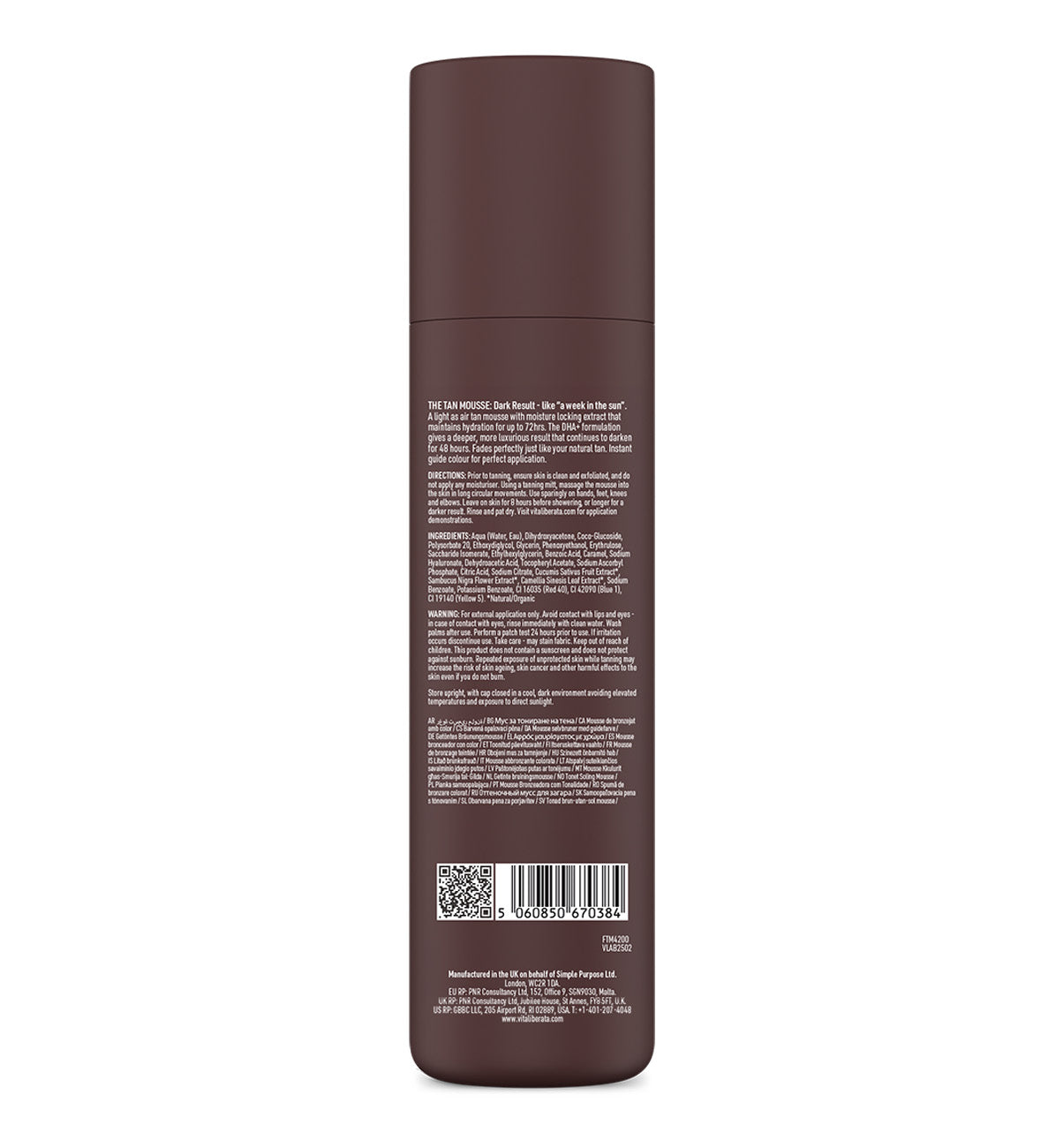 Vita Liberata The Mousse, Tinted Lasting Tan, Dark