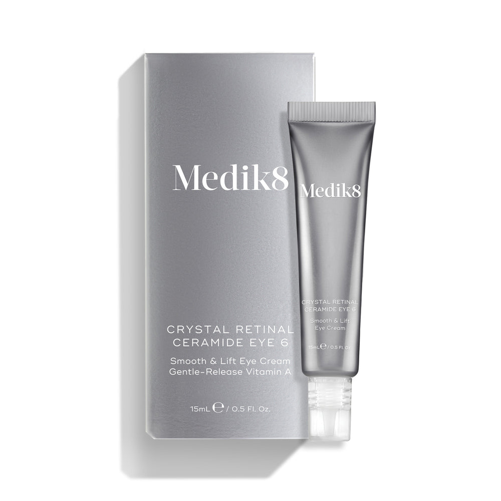 Medik8 Crystal Retinal Ceramide Eye 6 cream tube and packaging on a white background