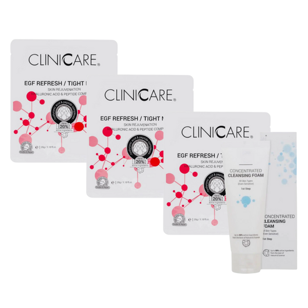 ClinicCare Refresh EGF Masks x3 + Concentrated Cleansing Foam Bundle