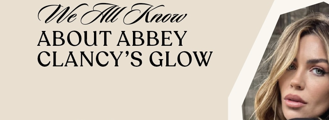 Promotional image for The Skin Bay featuring Abbey Clancy with text about her glow.