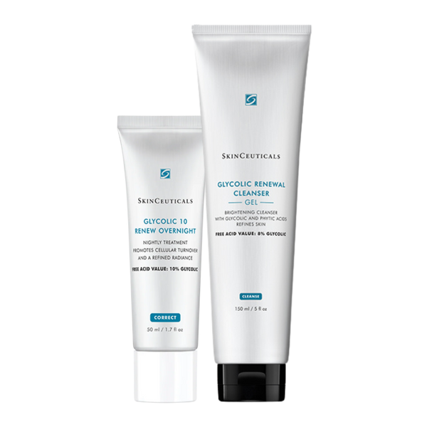 Skinceuticals Glycolic Renew Glycolic Renewal Cleanser 150ml + Glycolic 10 Renew Overnight 50ml Bundle