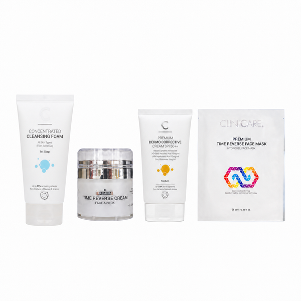 ClinicCare Complete Anti-Ageing Ritual Bundle - Cleanse, Renew & Protect + Free Premium Time Reverse Mask