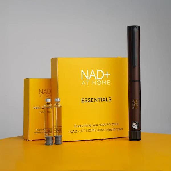 NAD+ At Home Essentials kit, auto-injector pen, cartridges and accessories