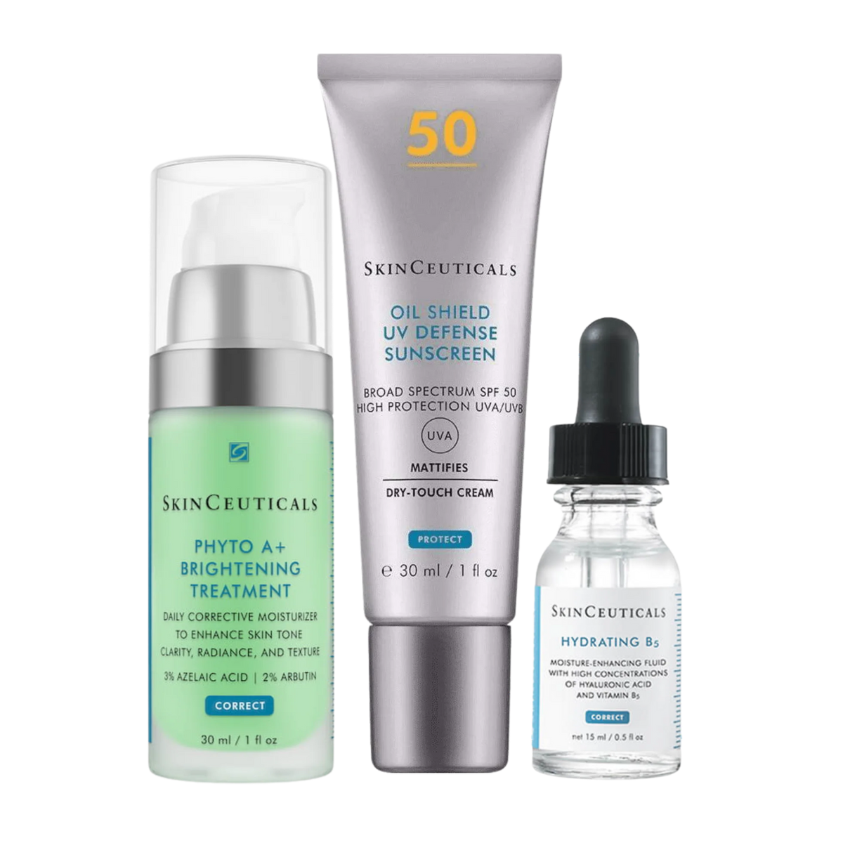 SkinCeuticals Oily Skin Bundle, Oil Shield SPF 50 30ml + Blemish + Age Defense 15ml + Phyto A+ 30ml Bundle