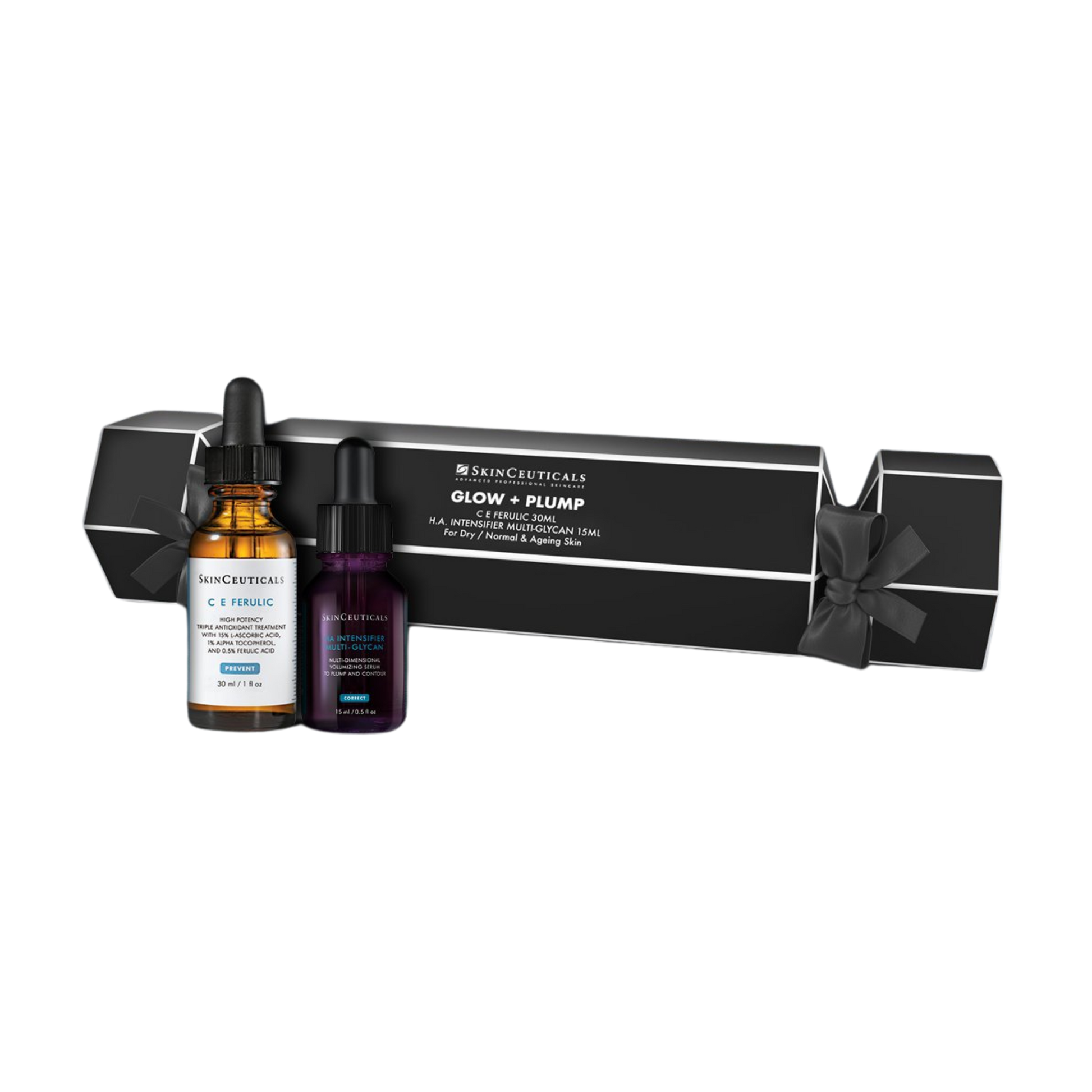 SKINCEUTICALS
GLOW + PLUMP
CE FERULIC 30ML
H.A. INTENSIFIER MULTI-GLYCAN 15ML
For Dry / Normal & Ageing Skin