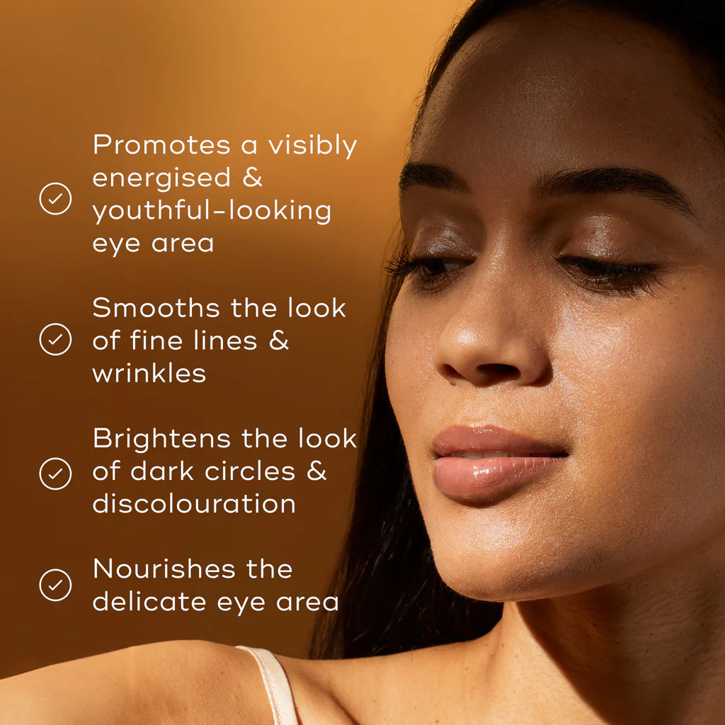 Benefits of C-Tetra Eye with woman on a brown background