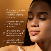 Benefits of C-Tetra Eye with woman on a brown background