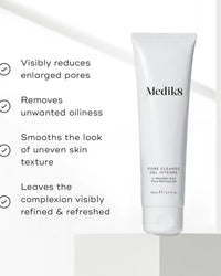 Medik8 Pore Cleanse Gel Intense tube image on white background with product benefits listed