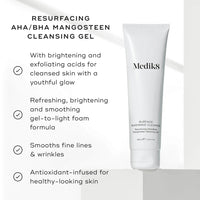 Medik8 Radiance cleansing gel with product benefits on a white background