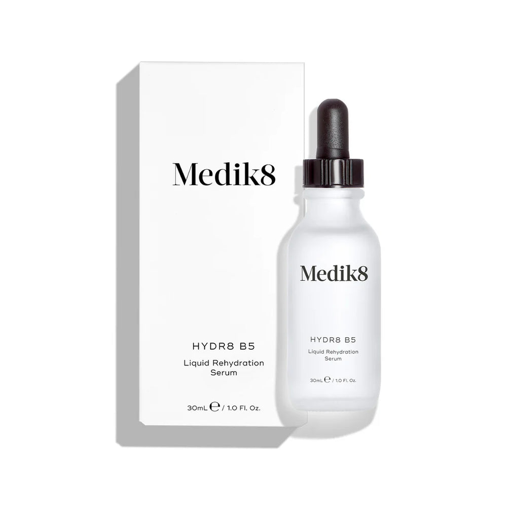 Medik8 serum bottle and packaging on a white background