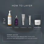 Step-by-step skincare routine with Medik8 products on a dark background