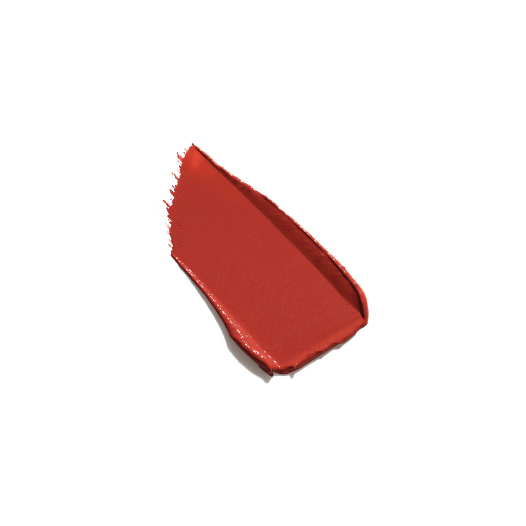 Jane Iredale Colorluxe lipstick 'scarlet' swatch on a white background