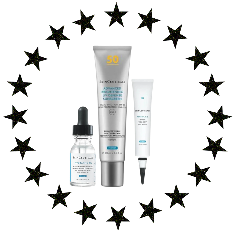 Skinceuticals Refine Brighten & Hydrate Bundle Retinol 0.3 30ml, Advanced Brightening SPF50 40ml Hydrating B5 15ml
