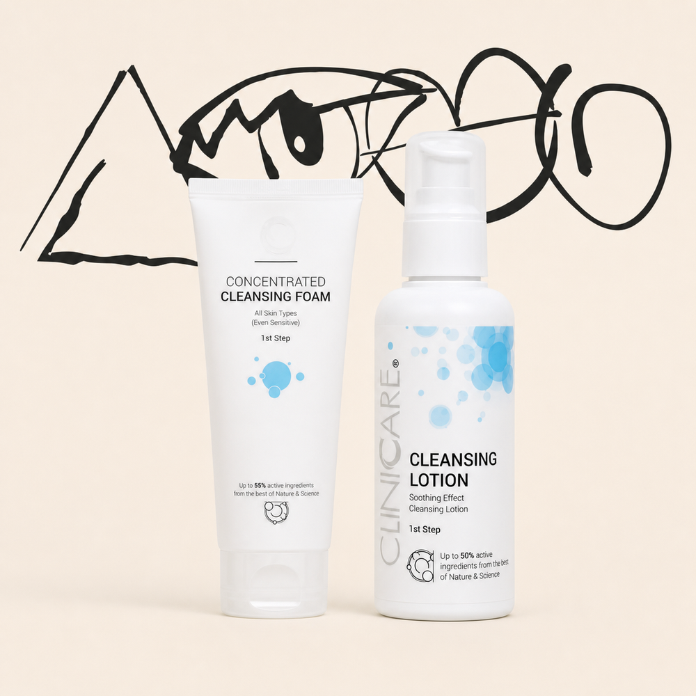 ClinicCare Double Cleanse Bundle - Cleansing Lotion 100ml and Concentrated Cleansing Foam 100ml