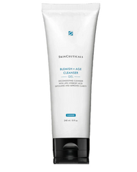 A tube of SkinCeuticals Blemish + Age Cleanser against a white background.