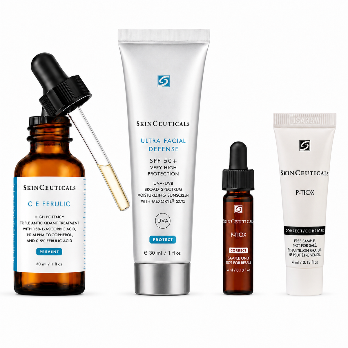 SkinCeuticals C E Ferulic + Ultra Facial Defense SPF 50 Bundle with free P-TIOX samples