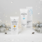 ClinicCare Premium Dermo Corrective Cream and Concentrated Cleansing Foam with festive Christmas decorations