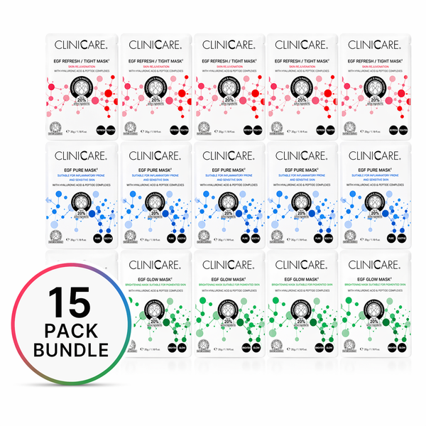 ClinicCare Ultimate Sheet Mask 5x Glow, 5x Refresh, 5x Pure Bundle