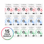 ClinicCare 15-pack sheet mask bundle showing EGF Refresh, Pure and Glow masks in a grid layout