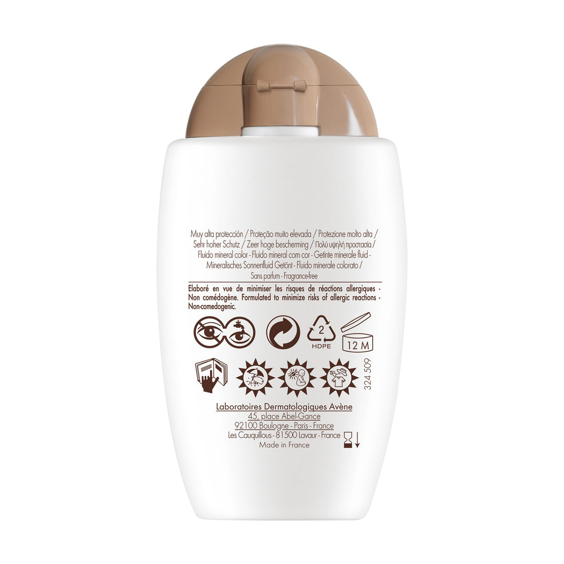 Avène VHP Mineral Tinted Fluid SPF50+ 40ml — packaging detail