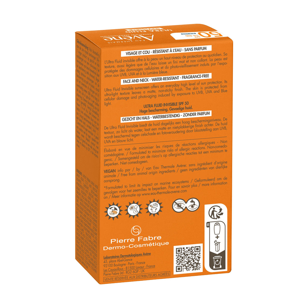 Avène Ultra Fluid Invisible SPF50 50ml — key ingredients