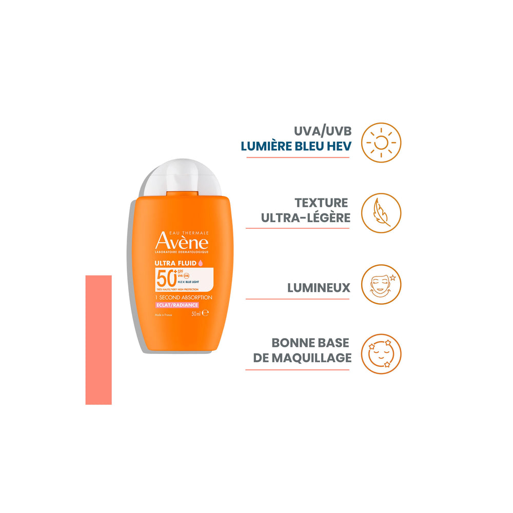 Avène Ultra Fluid Radiance SPF50+ 50ml — packaging detail