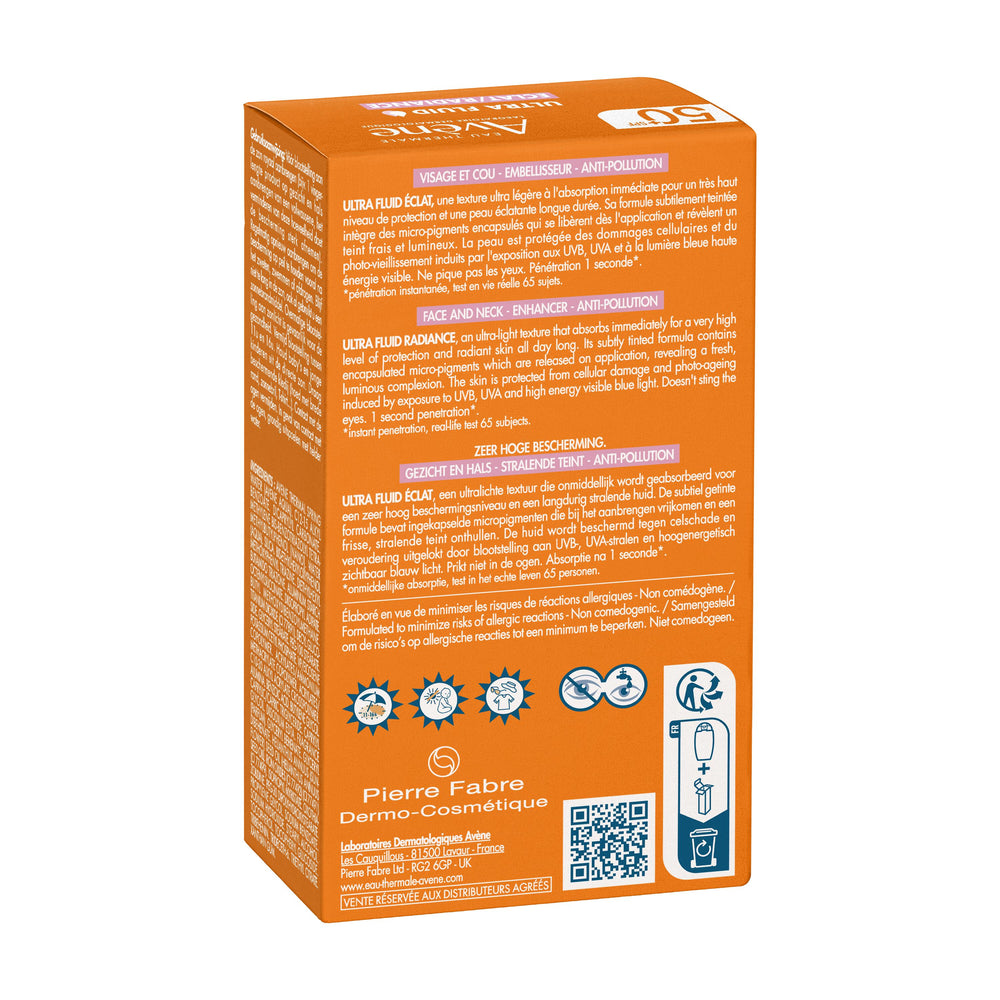 Avène Ultra Fluid Radiance SPF50+ 50ml — packaging detail