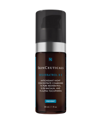 A bottle of SkinCeuticals Resveratrol B E Night Serum designed for ageing skin.