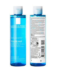 Two blue bottles of La Roche-Posay Toleriane lotion on a white background