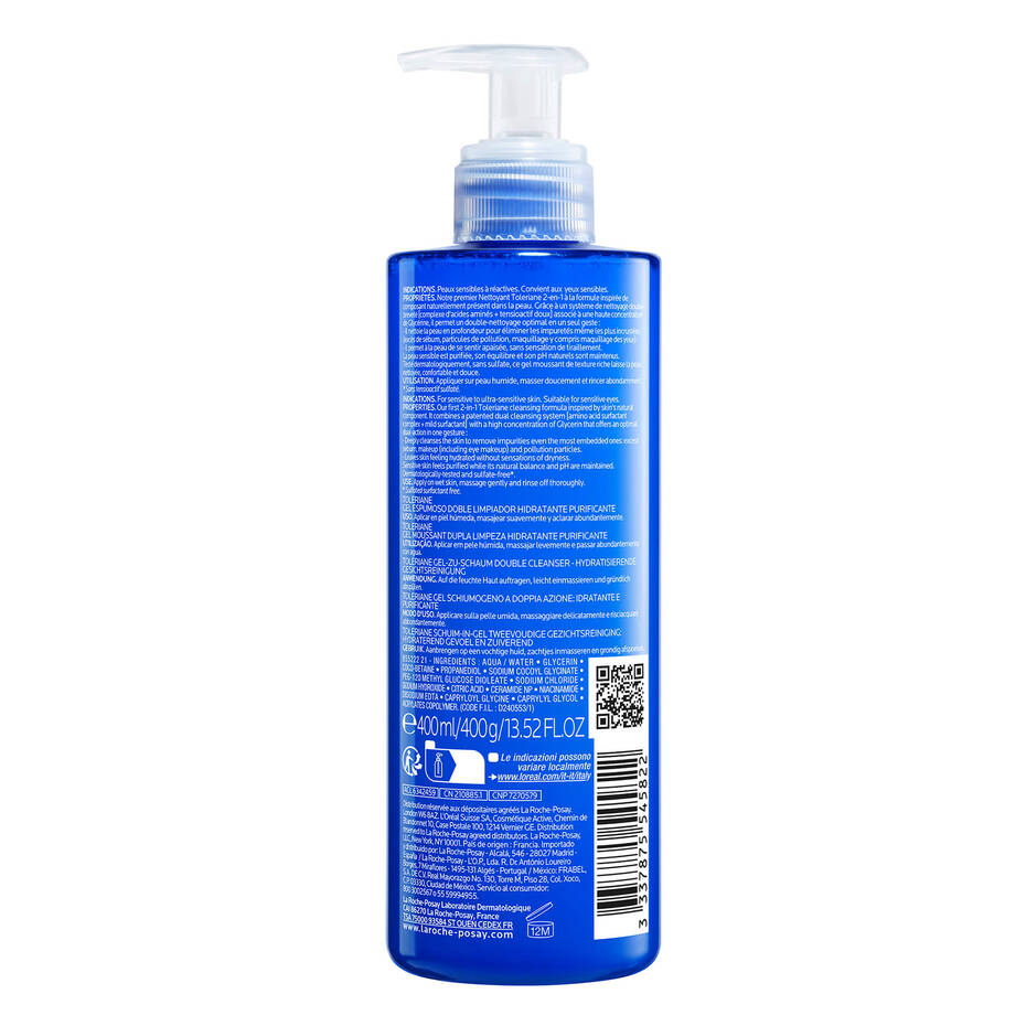 Blue bottle with pump on a white background