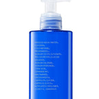 Blue bottle with a pump on a white background