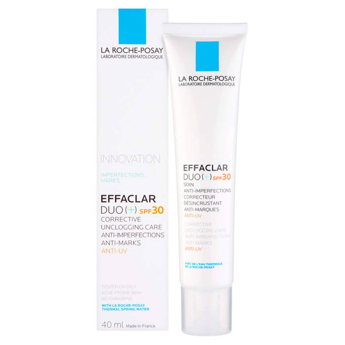 La Roche-Posay Effaclar Duo+ SPF30 skincare product on a white background