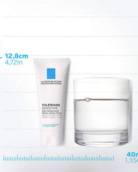 La Roche-Posay Toleriane Sensitive skincare products with measurement scale on a white background