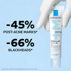 La Roche-Posay Effaclar Duo+M tube with gloved hand on light blue background