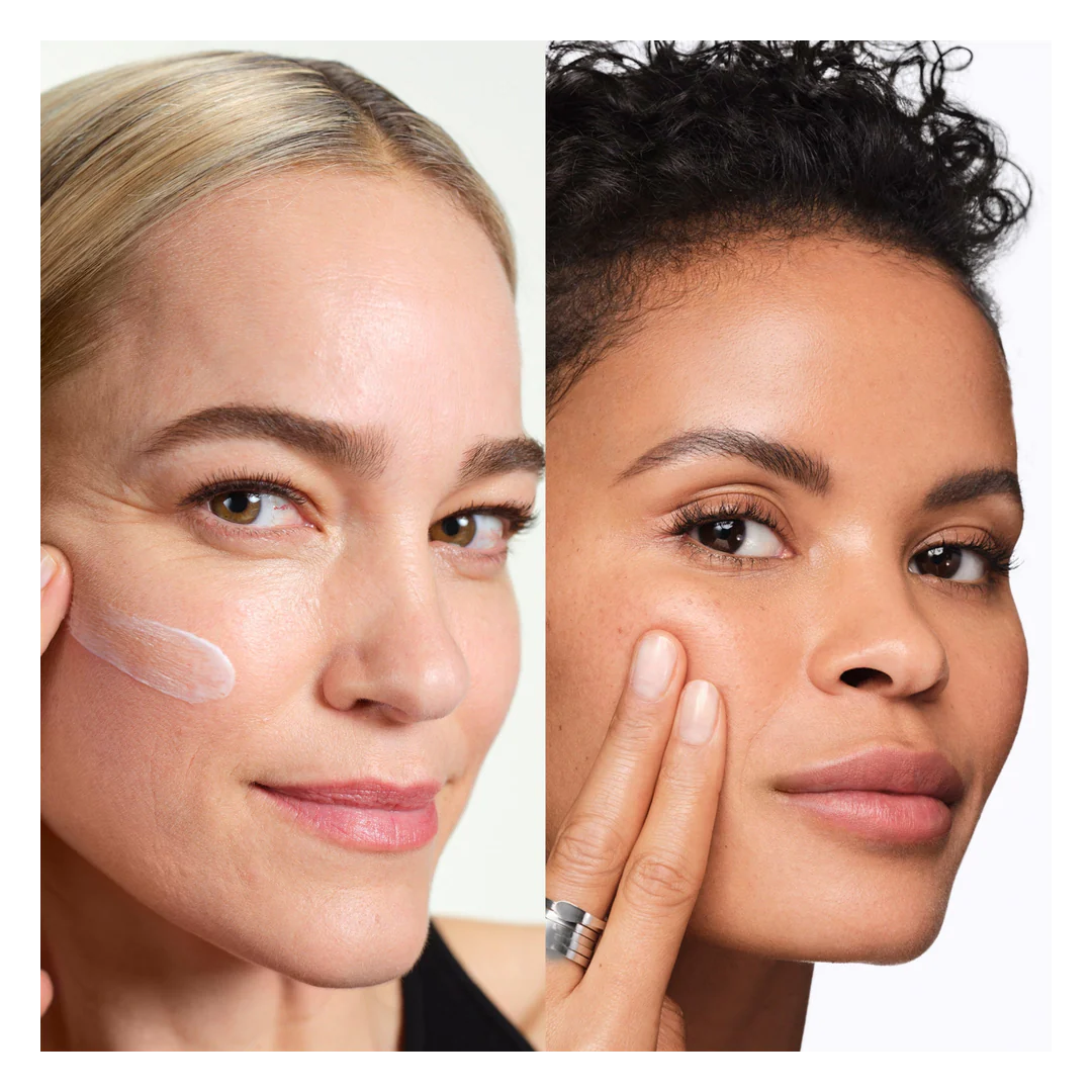 Two women applying Vichy Liftactiv Retinol B3 Night Cream 50ml skincare product to their faces.