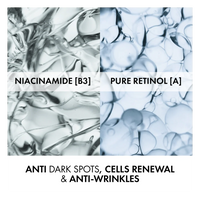 Comparison of Niacinamide and Pure Retinol with text describing their effects on skin.