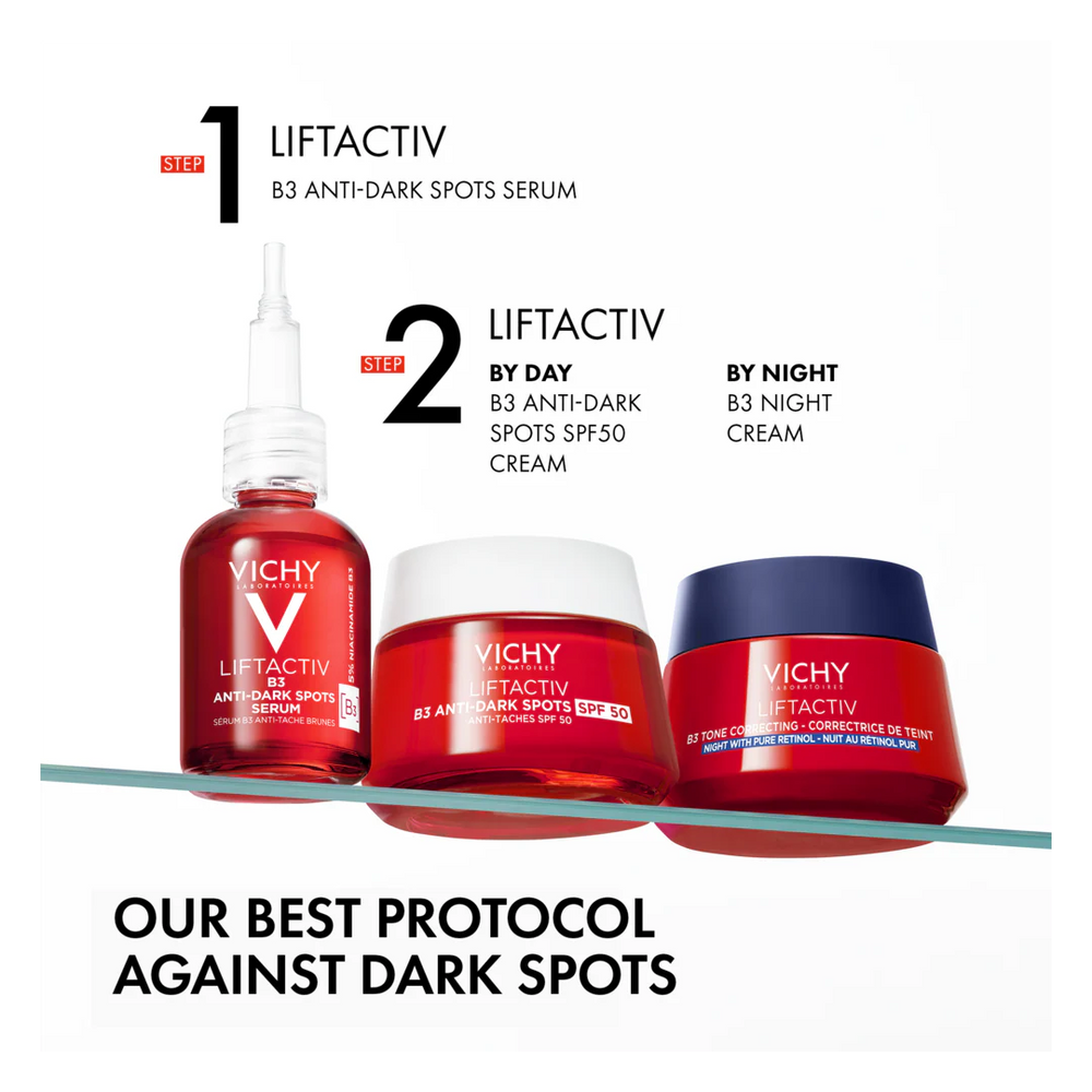 Vichy Liftactiv skincare products on a white background