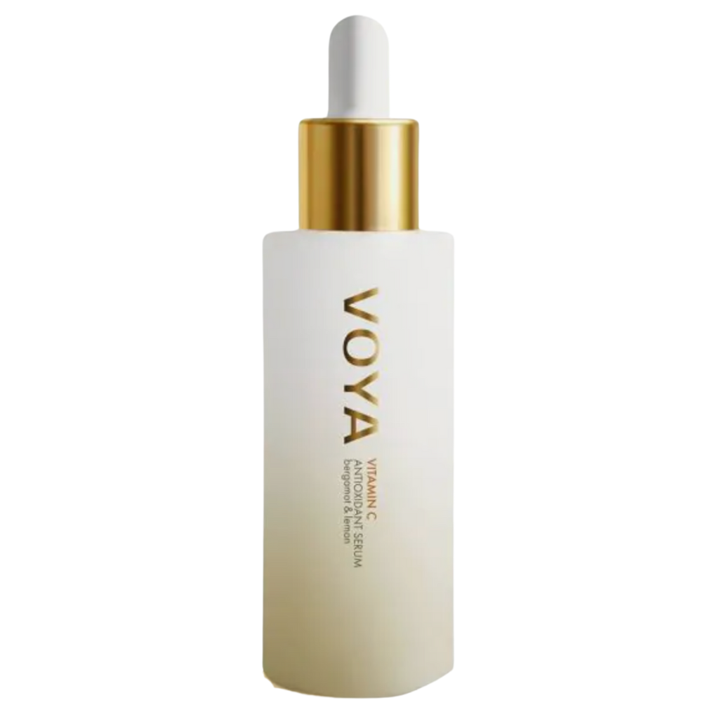 A bottle of VOYA Vitamin C Antioxidant Serum with a dropper cap.