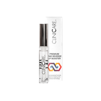 ClinicCare Premium Time Reverse Lip Booster tube and box on black background