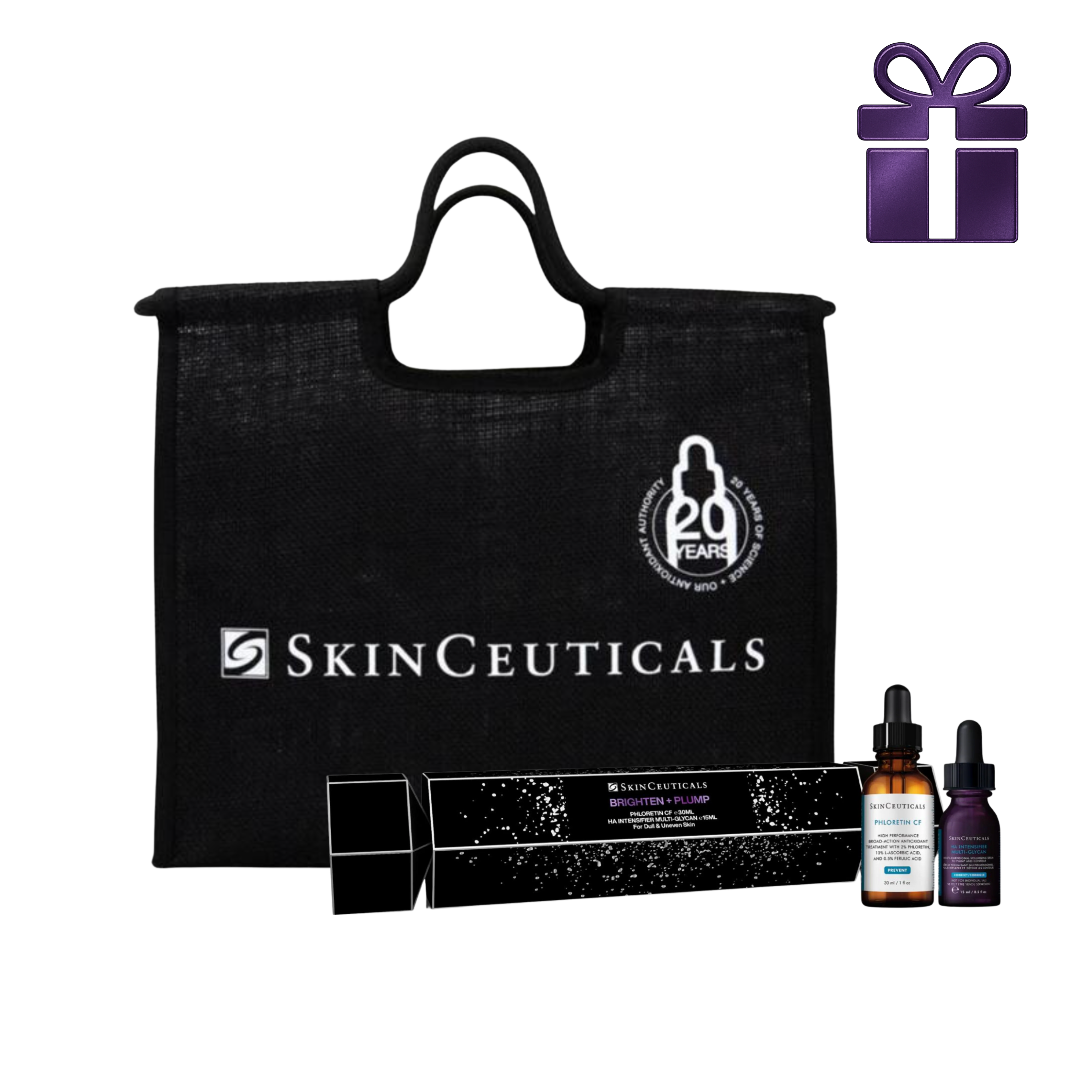 SkinCeuticals Christmas Cracker Bundle Phloretin CF 30ml + HA Intensifier MG 15ml + Large Limited Edition Tote Bag