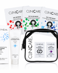 ClinicCare Concentrated  Cleanser, 3 EGF Sheet Mask, Free Travel Bag And Free Samples Bundle