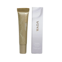 Voya Visage Awakening Eye Mask in gold tube packaging next to its box