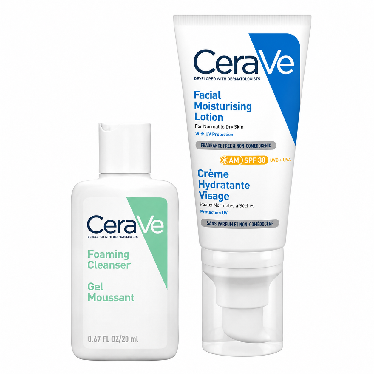 Cerave Cleanse & Protect Bundle CeraVe AM Facial Moisturising Lotion SPF 30 52ml + Free Foaming Cleanser 20ml