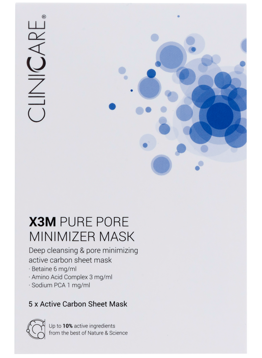 CLINICCARE vegan pore clarifying carbon sheet mask x5 in box