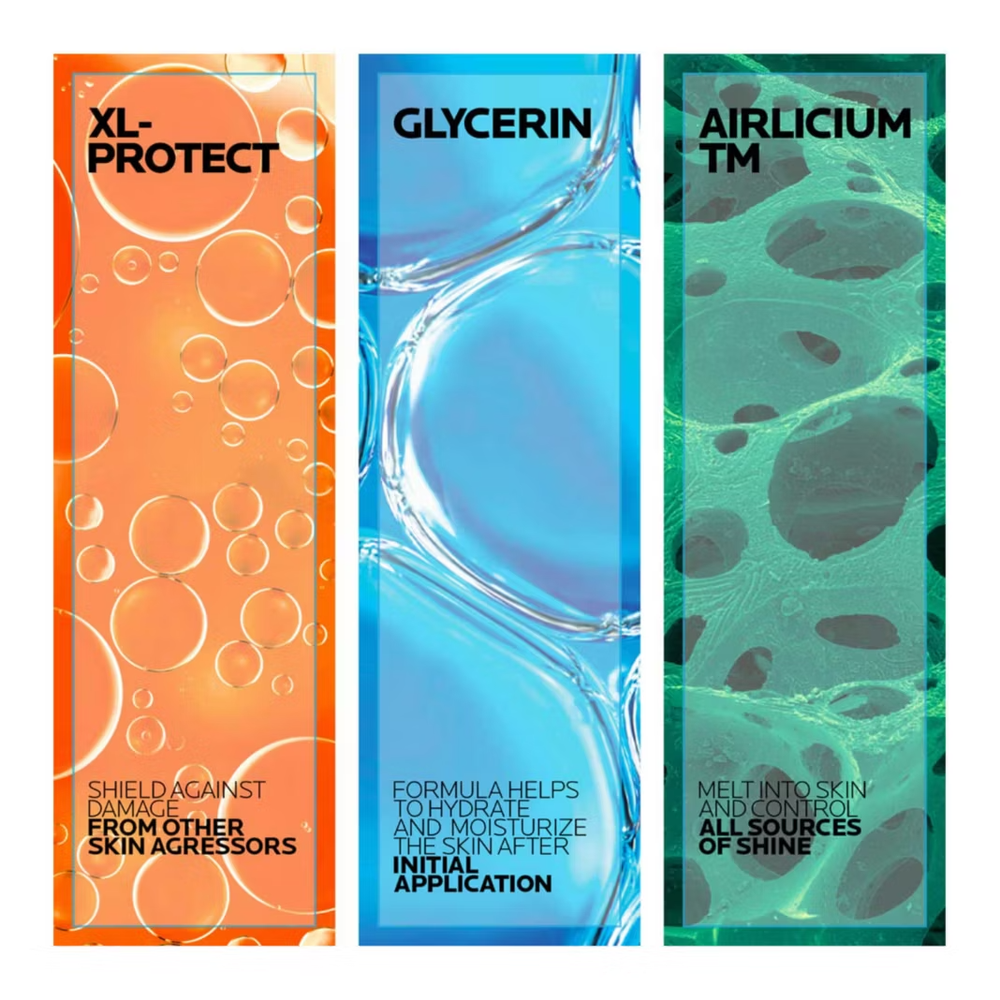 Three vertical product labels with different colors and text on a white background